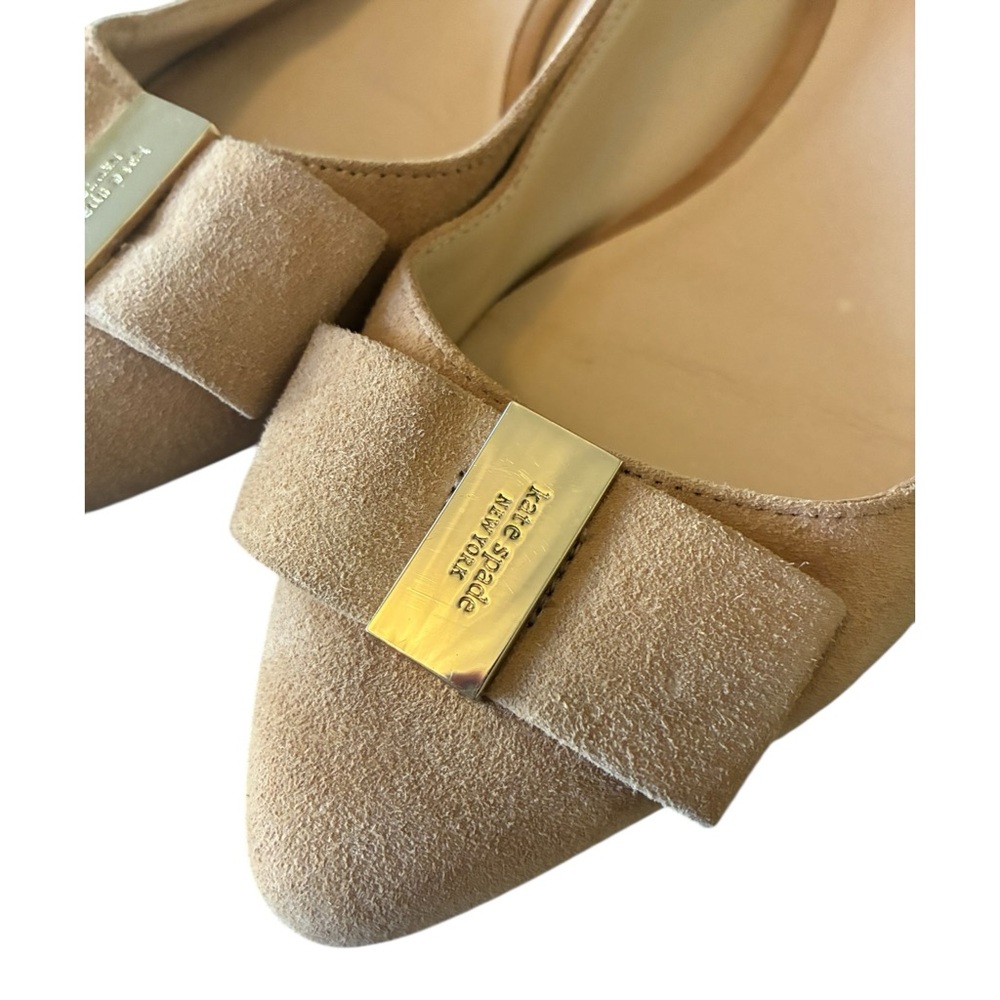 Kate Spade Norah Tan Suede Pointed Toe Bow Flats 7.5 - Picture 3 of 9
